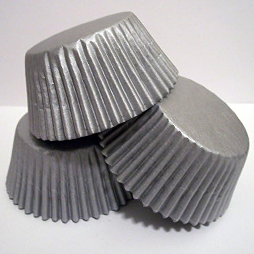 National Cake Supply Silver Paper Baking Cupcake Liners - 50 count - 1-1/4" wall, 2" base