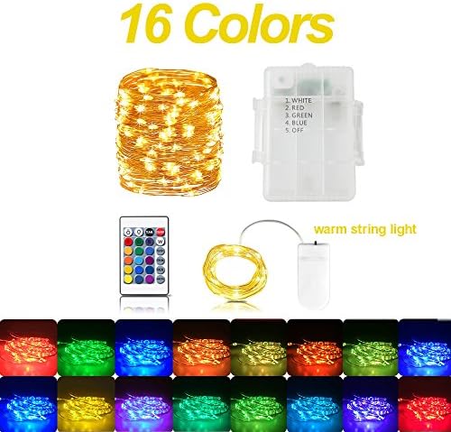 String Lights, 50LED Indoor Fairy Lights Battery Operated Twinkle Light 16ft Waterproof Outdoor & Indoor Decor Lights for Bedroom, Garden, Patio, Tree,Party-Warm White