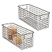 mDesign Slim Metal Wire Food Storage Organizer Basket with Handles - Organization in Kitchen Cabinets, Pantry Shelf, Bathroom, Laundry Room, Closets, Garage, Concerto Collection, 2 Pack, Bronze