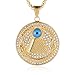HZMAN 18k Gold Plated Novus Ordo Seclorum Stainless Steel Eye of Providence All-Seeing-Eye Pyramid/Eye Medal Pendant Necklace