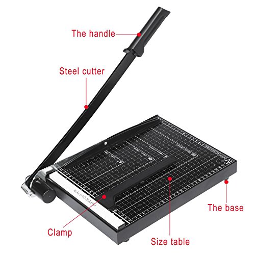 Professional Office Home Guillotine A4 Paper Cutter Black Steel Durable Accurate Desk Tops Paper Cutter Trimmer Scrap Machine（Black, 12.7 x 9.8 x 1.2inch） - Thumbnail 2