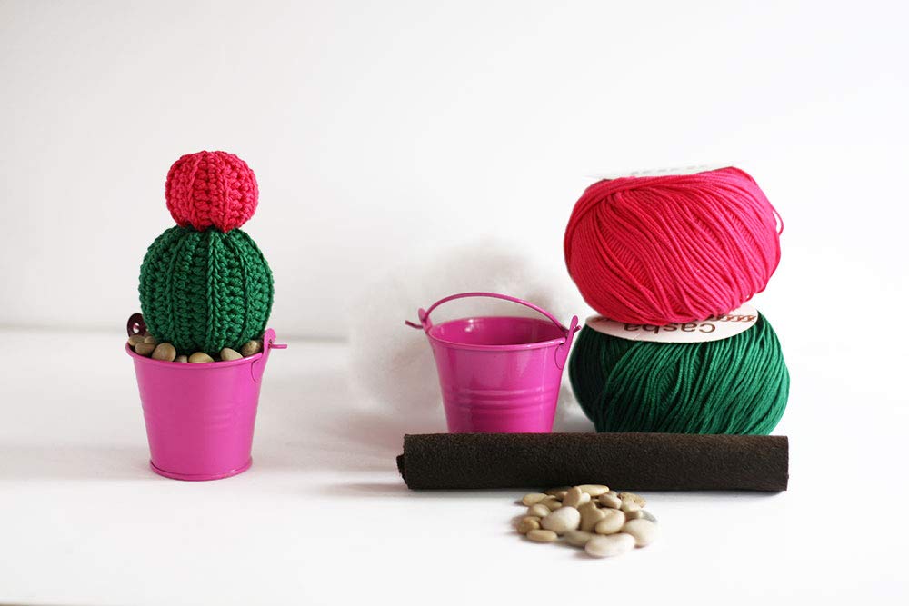 Crochet Kit Cactus 2 Pink Flower, Crochet Pattern and DIY