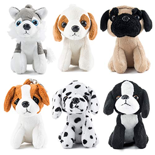 Prextex Puppies Plush Toys Small Dog Stuffed Animals Bulk Set of 6
