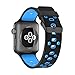 Hflong 42mm Apple Watch Band, Adjustable Strap, Soft Silicone Watchband Replacement for iWatch Band With Free Protective Case, Glass Screen Protector(black/blue-42mm)