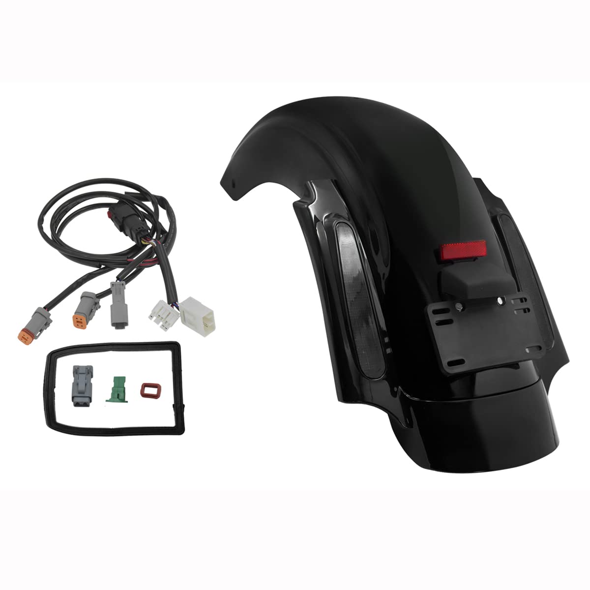 Parafango Posteriore LED Per Harley Touring 2014-2019 - Nero Lucido, 3 Funzioni - Foto 2