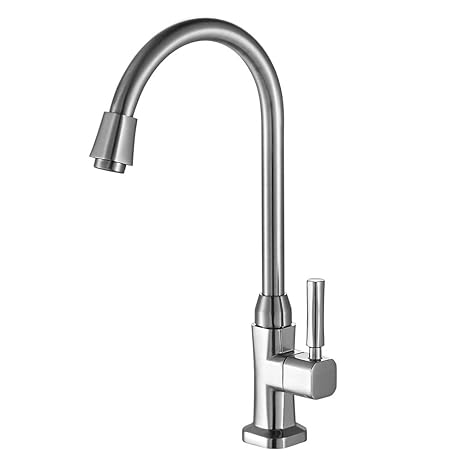 Auralum® 360°drehbar Kaltwasser Wasserhahn Küchenarmatur Spültischarmatur Chrom NUR für Kaltwasser Anschluss