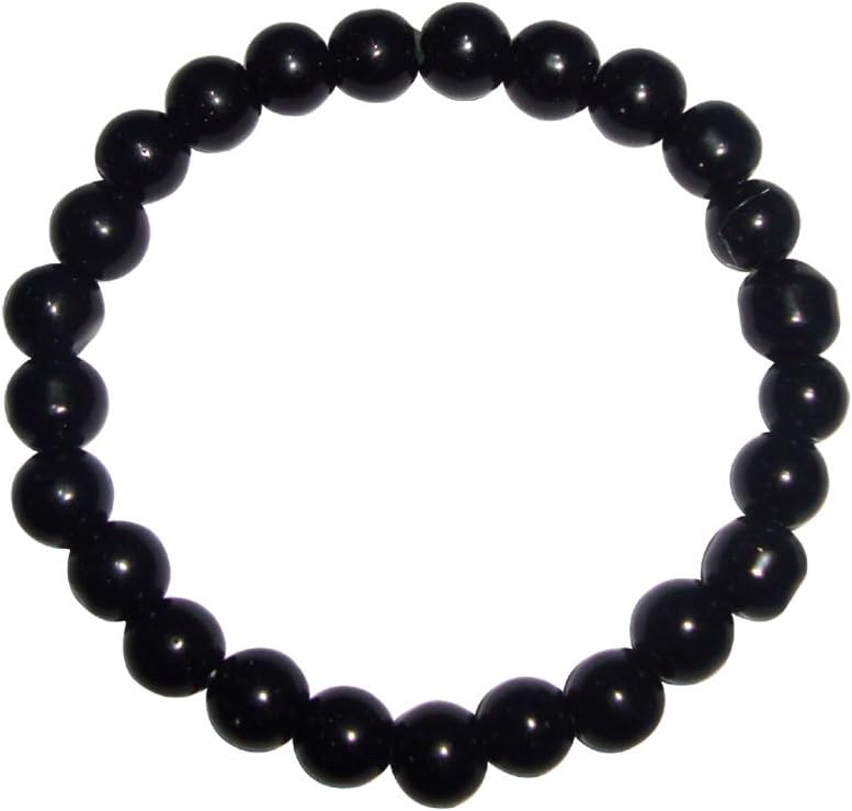 SATYAMANI Natural Stone Black Tourmaline Beads Bracelet For Man, Woman, Boys & Girls- Color: Black (Pack of 1 Pc.)