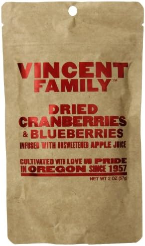 Vincent Family Dried Cranberries and Blueberries,2 Ounce