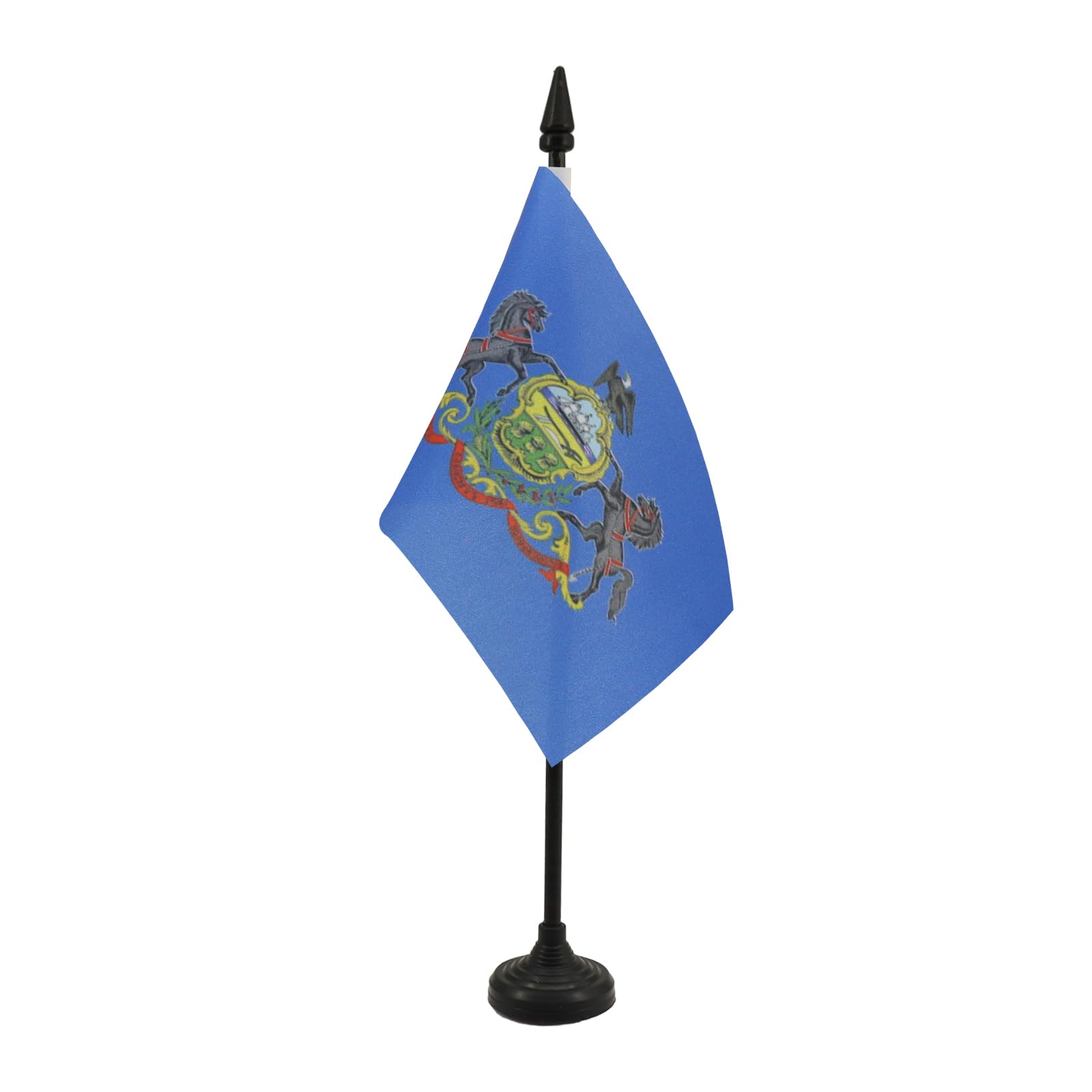 AZ FLAG - Pennsylvania Table Flag 4'' x 6'' - US state of Pennsylvania Office Mini Banner 100% Polyester 15 x 10 cm - Mini Desk Flag with 10'' Pole and Black Plastic Base — image 1