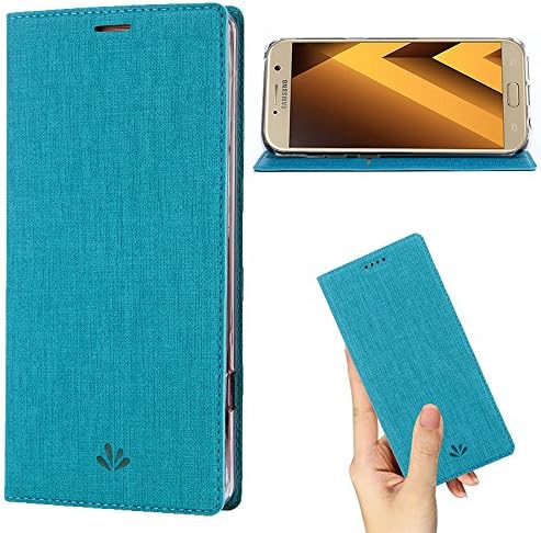 Galaxy A7 case,Leather PU Wallet flip Case Stand Kickstand Card Holder Magnetic TPU bumper full body slim thin Leather Case for Galaxy A7 2017 (blue)