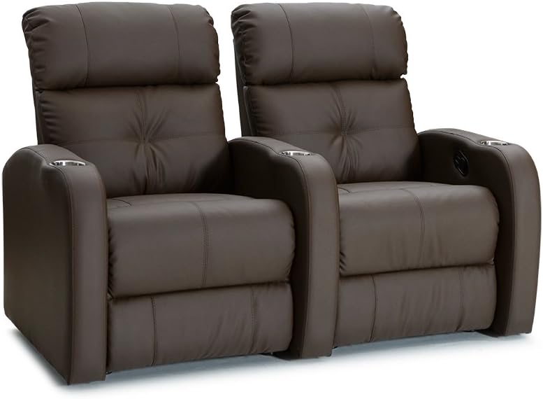 Palliser Terra Home Theater Seating Chairs | Manual Recliner | Stainless steel cup holder, space saver design - (Row of 2, Brown)