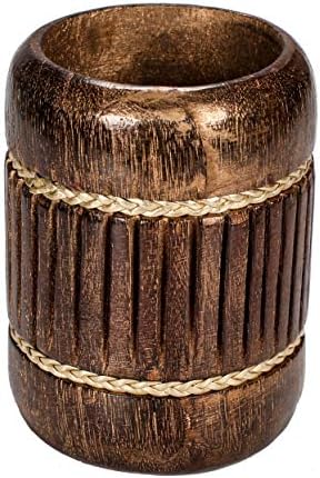 Wood Desk Pen Pencil Holder Stand Multi Purpose Use Pencil Cup Pot Desk Organizer, Natural Wood Desktop Pen & Pencil Holder Cups/Office Supplies Organizer Caddy - 3.5"x2.5" - Burnt
