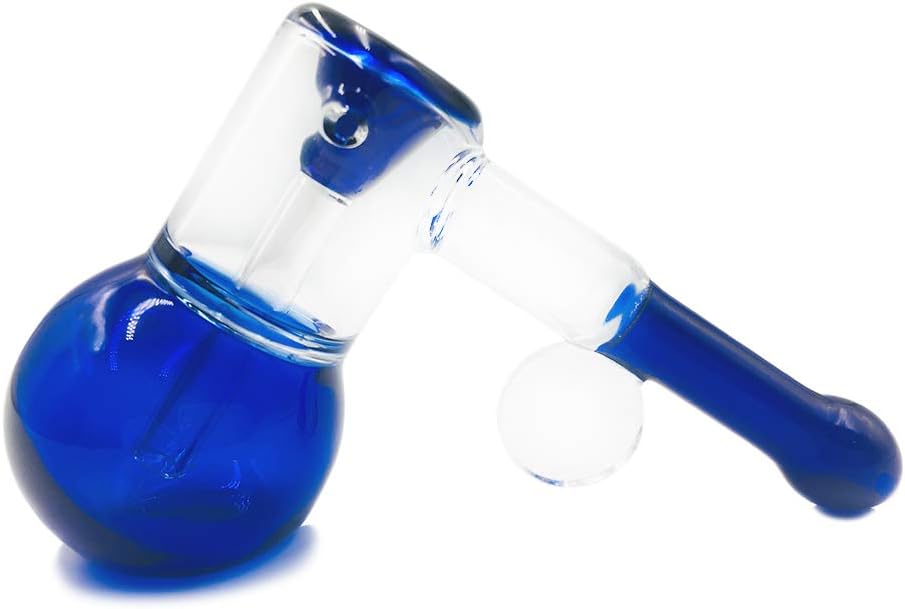 MYLL 4.5 inch Handmade Art Glass (Blue), Portable Heat Resistant and Durable Tube with Small Water Tank
