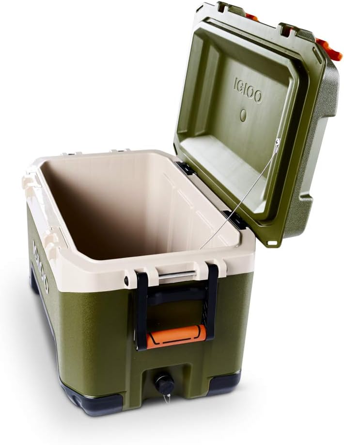 Igloo BMX 52 Quart Cooler with Cool Riser Technology, Fish Ruler, and Tie-Down Points - 16.34 Pounds - Green and Orange : Sports & Outdoors