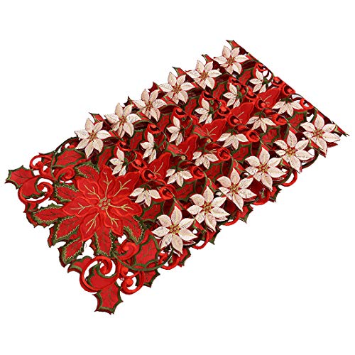 Simhomsen Embroidered Christmas Holidays Red Poinsettia Placemat 12 × 18 Inch Set Of 6 - //medicalbooks.filipinodoctors.org