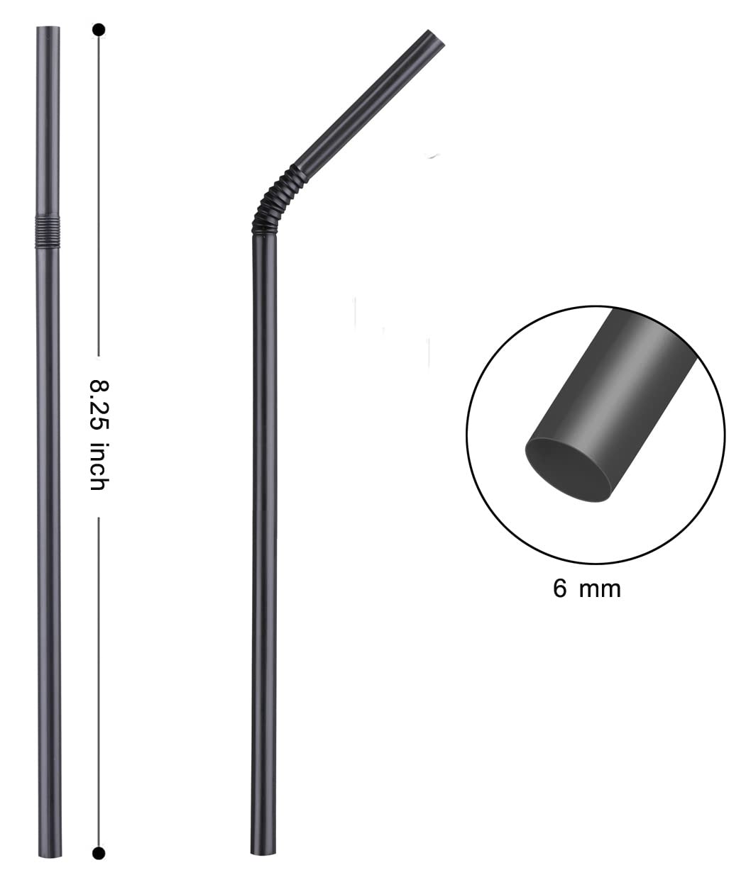 200 Count 100% Plant-Based Compostable Black PLA Straws-KTOB Biodegradable Flexible Drinking Straws - A Fantastic Eco Friendly Alternative to Disposable Plastic Bendable Plasticless Straws - Image 4