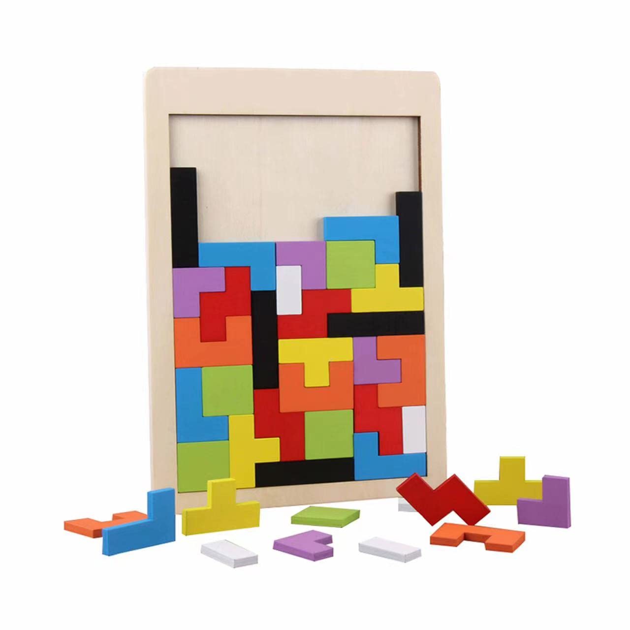 Wooden Puzzle,Ttdesefu 40pcs Wooden Puzzle Game,Kids Intelligence Toy,Jigsaw Box Brain Game Building Block Educational Gift,Dementia Activities for Adults