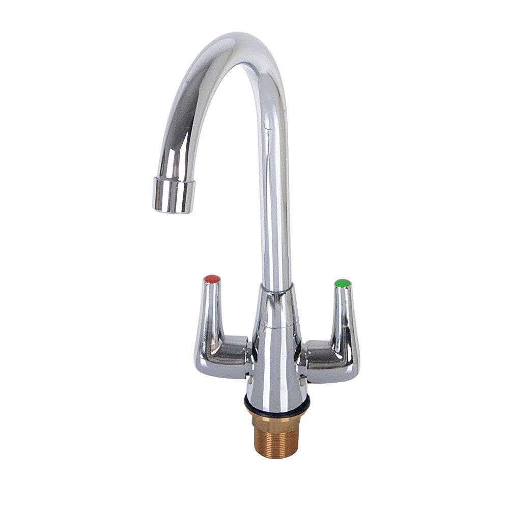 EVERGD Modern Chrome Finish Double Handle Hot & Cold Water Supplied Swivel Spout Kitchen Sink Mixer Tap Solid Brass Mixer Sink Tap