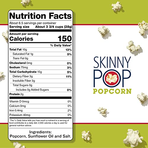 SkinnyPop Original Popcorn, Gluten Free, Vegan Popcorn, NonGMO