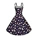 Minifaceminigirl Women's Elegant 1950s Vintage Bird Print Rockabilly Swing Dress