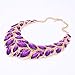 African Beads Jewelry Sets Women Bridal Crystal Statement Necklace Earring Jewelry Sets (Purple)