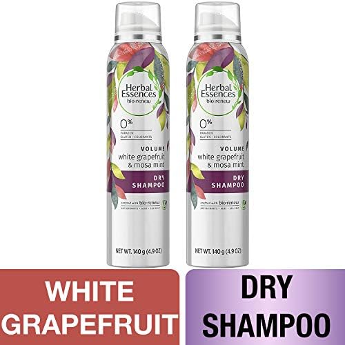 Herbal Essences Dry Shampoo Biorenew White grapefruit & Mosa Mint Naked Volume 4.9 Fl Oz Twin Pack