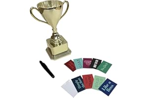 Paper Riot Co. Customizable Gold Trophy Cup- Weighted Plastic Novelty Funny Humor Gift for kids, awards, trophy medals, party, rewards, prizes, celebrations, reusable- 8" H x 3.25" W