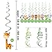 Supla 30 Pcs Jungle Animals Hanging Swirl Streamers Decorations Green Safari Party Forest Animal Party Swirls Foil Hanging Ceiling Décor Swirl Streamers with Assorted Animal Cutouts for Baby Shower Kids 1st Birthday Nursery School Classroom Bedroom Bathroom Table Ceiling Decor