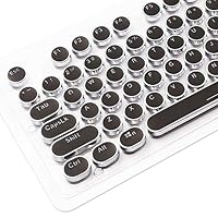 LANGYINH Metal Backlit Keycaps for Mechanical Keyboards Gaming Keyboard,Round Steampunk Mechanical Keyboard Keycap - 104 Key,White