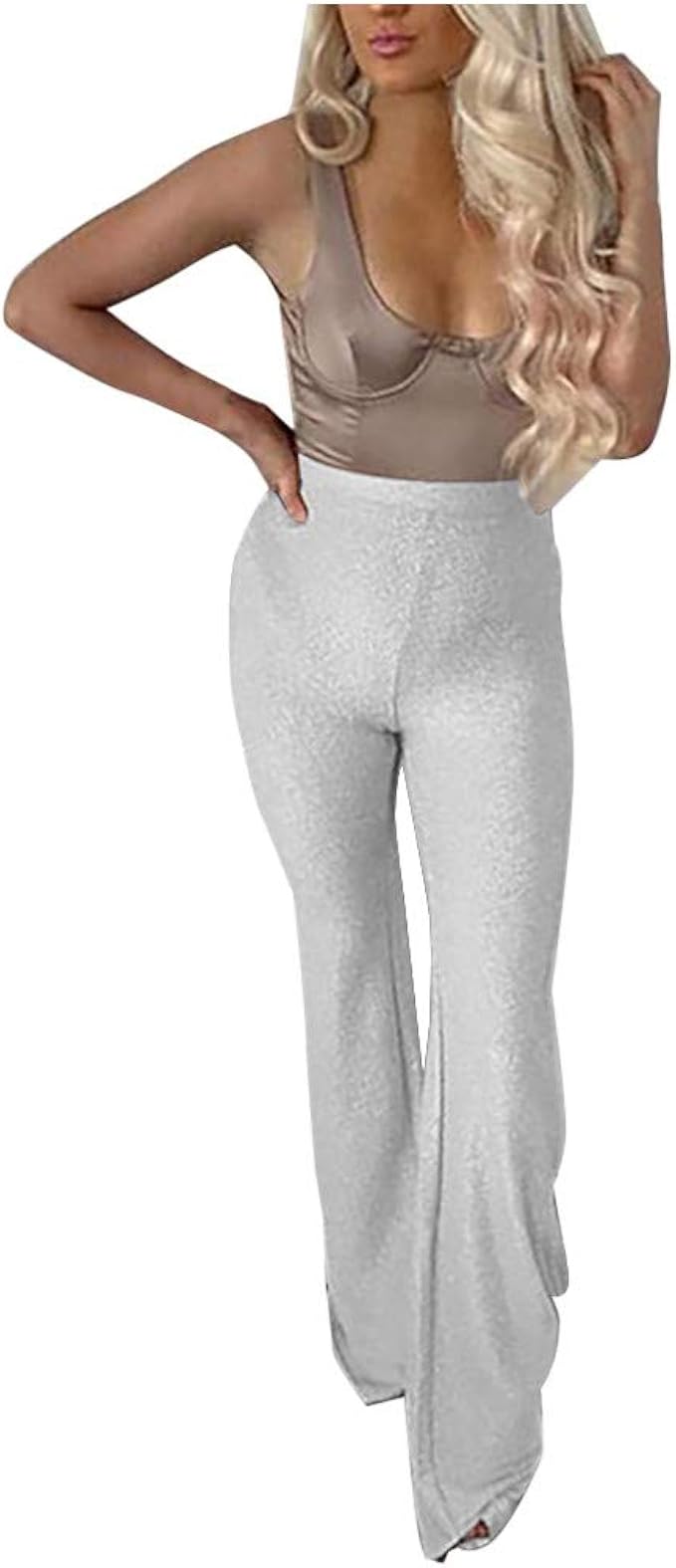 glitter flared trousers