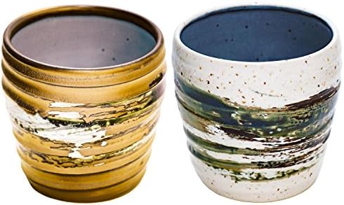 Japanese tea cup, Yunomi, set of 2, gold and white Hakuyu style porcelain tea mug