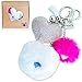 Say I Love You with the Fluffy Fur Pom Pom Keychain Gift Featuring Two Puff Balls, a Rhinestone Heart and Charms for Women, Teens and Girls
