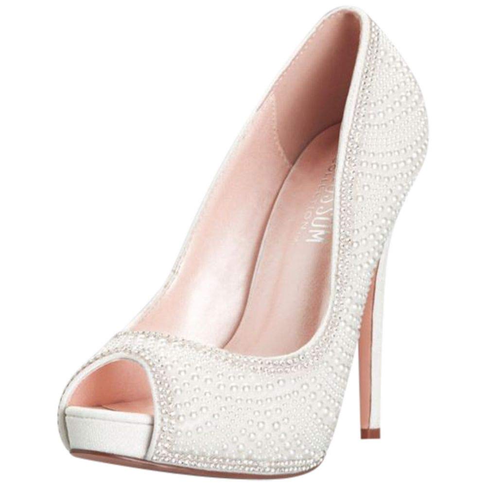 David's Bridal Crystal Encrusted Peep-Toe Platform Heels Style ETERNITY106X