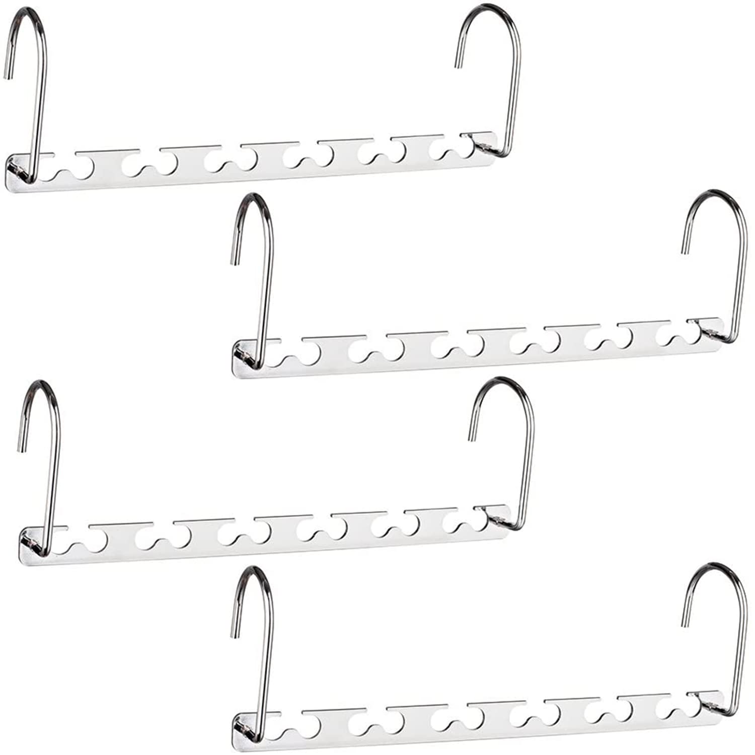 Magic Hangers Stainless Steel 6 Hole Non-Slip Bracket Multifunctional Folding Drying Rack Space Saving Hangers for Heavy Coats, Suits, Shirts, Pants, Jeans, Dresses (4 Pack)