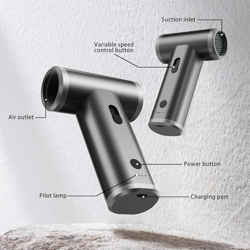 Excefore Compressed Air Duster, Mini Air Duster Metal Design Enhanced Powerful 250000RPM, Infinite Speed Adjustment Wind - Portable Air Duster, Electric Air Blower for Cleaning Keyboard&PC