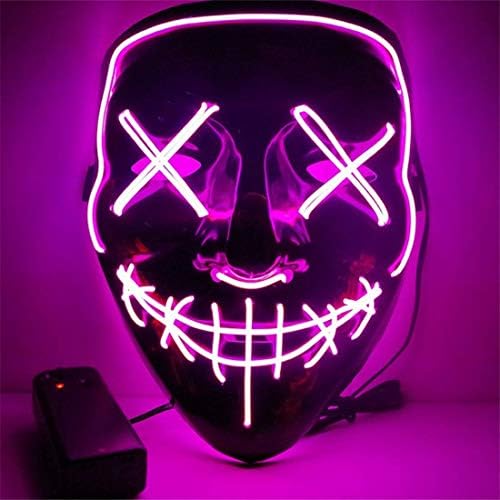 Halloween Purge Mask LED Mask for Adults, Scary Light Up Mask for Halloween Carnival Carnival Party Costume Cosplay…