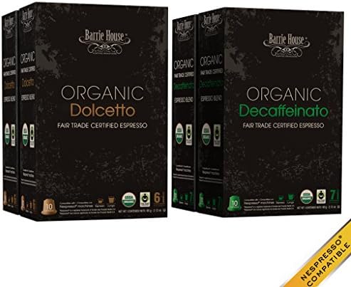 Barrie House Fair Trade Organic Dolcetto & Decaffeinato Variety Pack Espresso Capsules | 80 Pods Per Pack | Compatible with Nespresso OriginalLine Coffee Machines