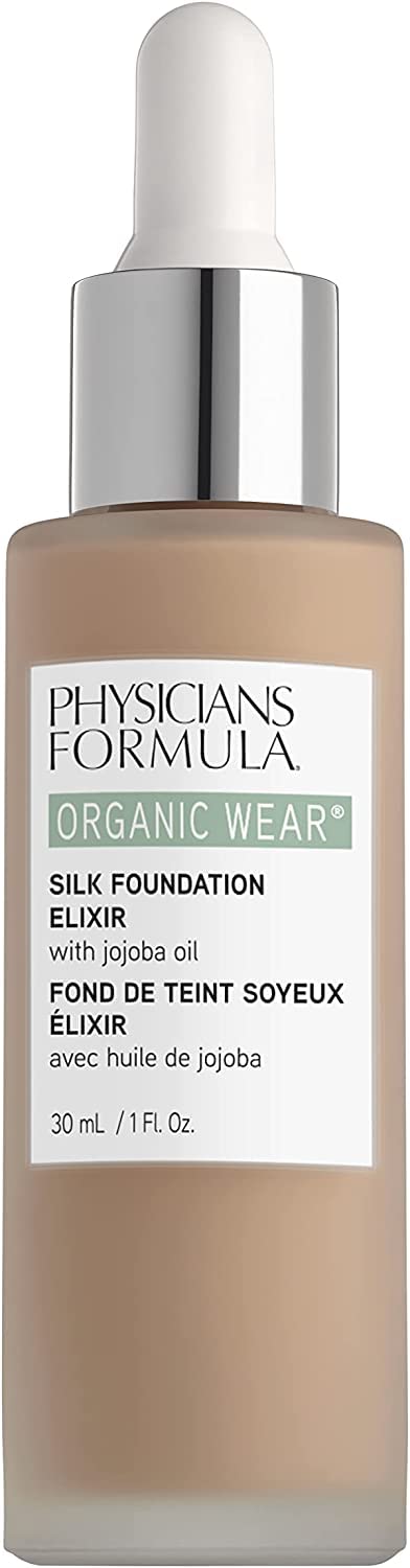 Physicians Formula, Organic Wear Silk Foundation Elixir, Weightless Foundation for a Dewy Finish and Healthy Look, with Organic Jojoba Oil, Aloe Vera, Coconut Oil and Botanical Cactus Flower, Light