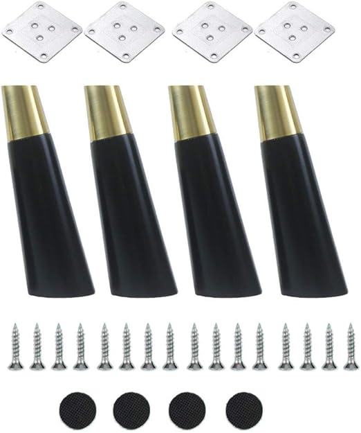 FGVBC 4 Massive hölzerne schräge Kegelmöbelbeine mit Montageplatte und