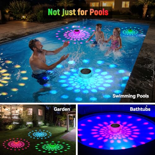 VICHTOP Solar Floating Pool Lights - 2 Pack, RGB Color Float Pool Lights, IP68 Waterproof, Pool Decor Lighting Accessories for Inground, Above Ground Pools, Outdoor, Garden