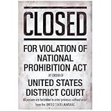 (13x19) Prohibition Act Closed Sign Notice Poster