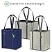Reusable Grocery Shopping Box Bags (3 Pack - Blue). Large, Premium Quality Heavy Duty Tote Set with Extra Long Handles & Reinforced Bottom. Folding, Collapsible, Durable and Eco Friendly