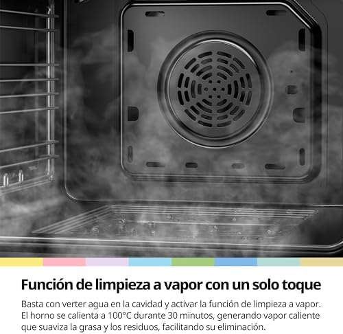 ' Horno Pizza Eléctrico Empotrable Multifunción, Convección, 1 Bandeja y 1 Rejilla, Limpieza Aquactiva, 70L, 7 Funciones, Ventilador de, Cavidad Esmaltada, Puerta Fría, CBO70M80D2-BK [Clase A]