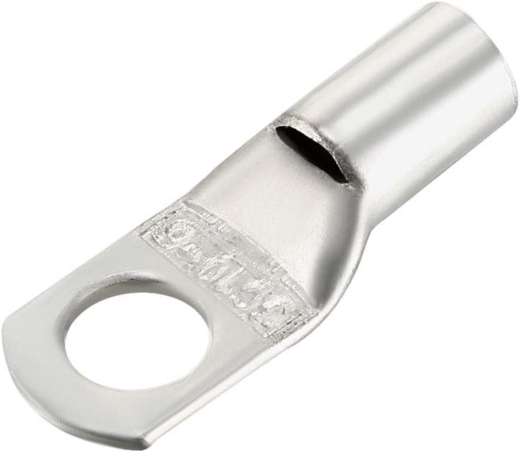 sourcing map Copper Wire Lugs,10AWG SC10-6,Bolt Hole,Battery Cable Ends Eyelets Crimp Tubular Ring Terminals Connectors Silver Tone 10Pcs