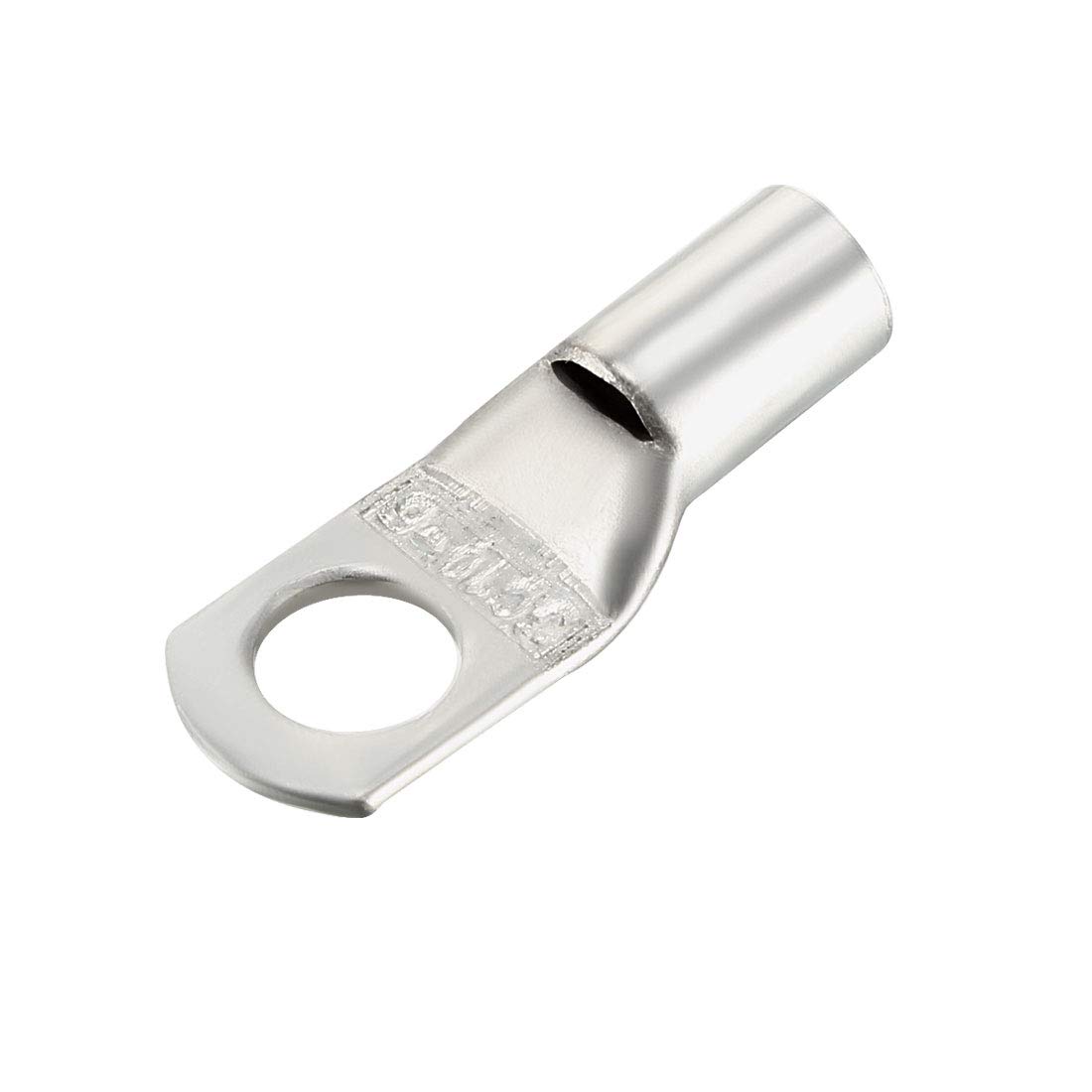 sourcing map Copper Wire Lugs,10AWG SC10-6,Bolt Hole,Battery Cable Ends Eyelets Crimp Tubular Ring Terminals Connectors Silver Tone 10Pcs