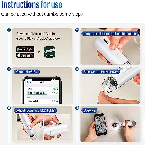 Wireless Digital Microscope, Skybasic 50X1000X Magnification WiFi