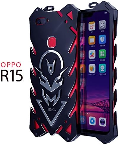 OPPO R15 Case,DAYJOY Cool Design Fish Bone Style Arm Shield Premium Aerospace Aluminum Metal Shockproof Cover Case for OPPO R15 (BLACK)