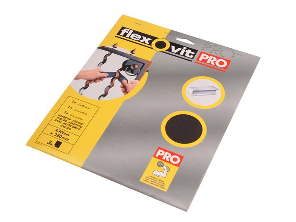 Saint Gobain 63642526306 Saint Gobain 63642526306 Flexovit Fine Emery Sheets (Pack of 3)