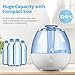Anypro Cool Mist Humidifier, Ultrasonic Super Quiet Air Diffuser with Silver ion Antibacterial Agent, 3 Time Settings High/Low Control and Night Light Ideal for Baby Bedroom, 0.5 Gallon, Blue