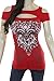 Bling Rhinestone Fleur De Lis Cold Shoulder Peekaboo Short Sleeve New Top